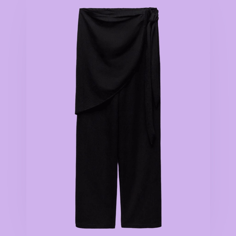 🍒 Zara - black linen wrap skirt trousers Size: small